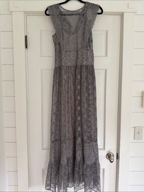 Sundance Gray Lace-Detail Maxi Dress
